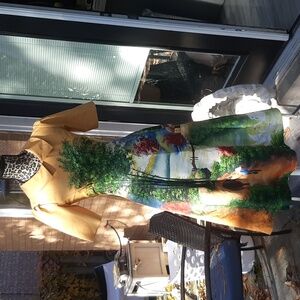 Handpainted By Me Scenic Print Yellow Dress